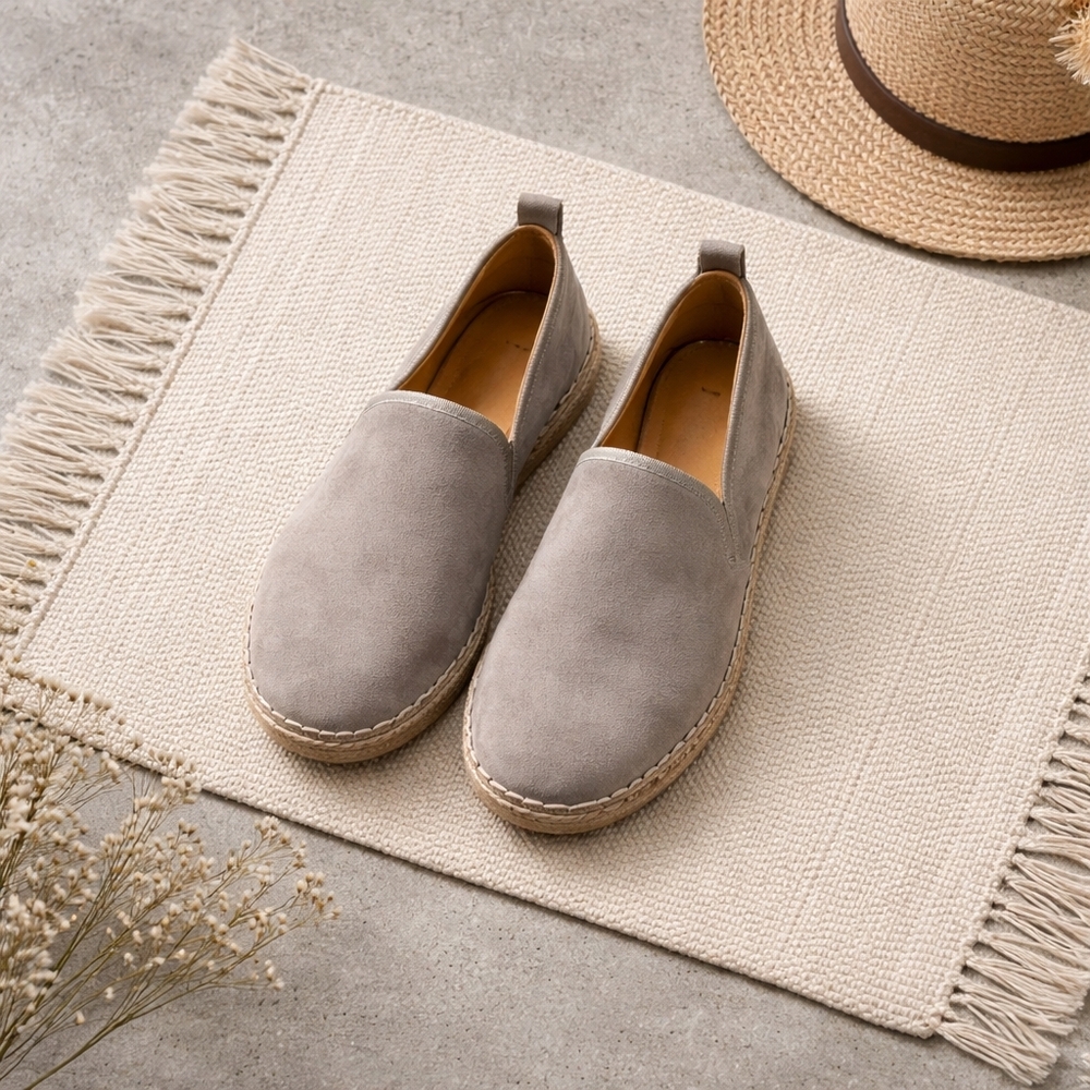 NEW Sam Edelman Carrin Grey Suede Espadrille Platform Slip-Ons - Size 11M